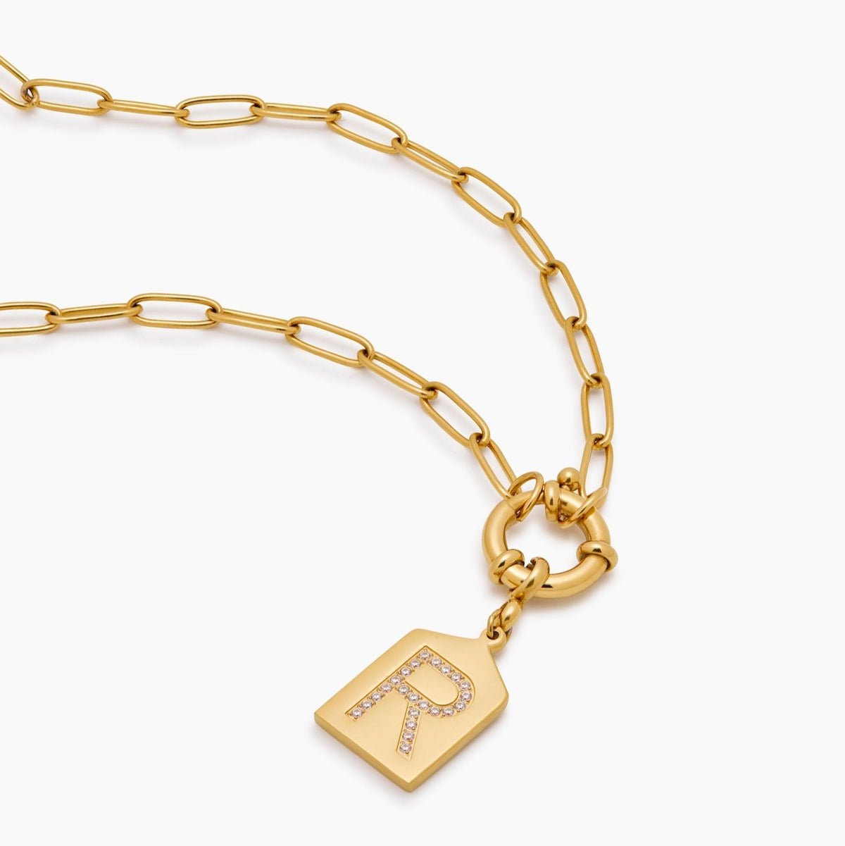 Pavé Letter Pendant Necklace