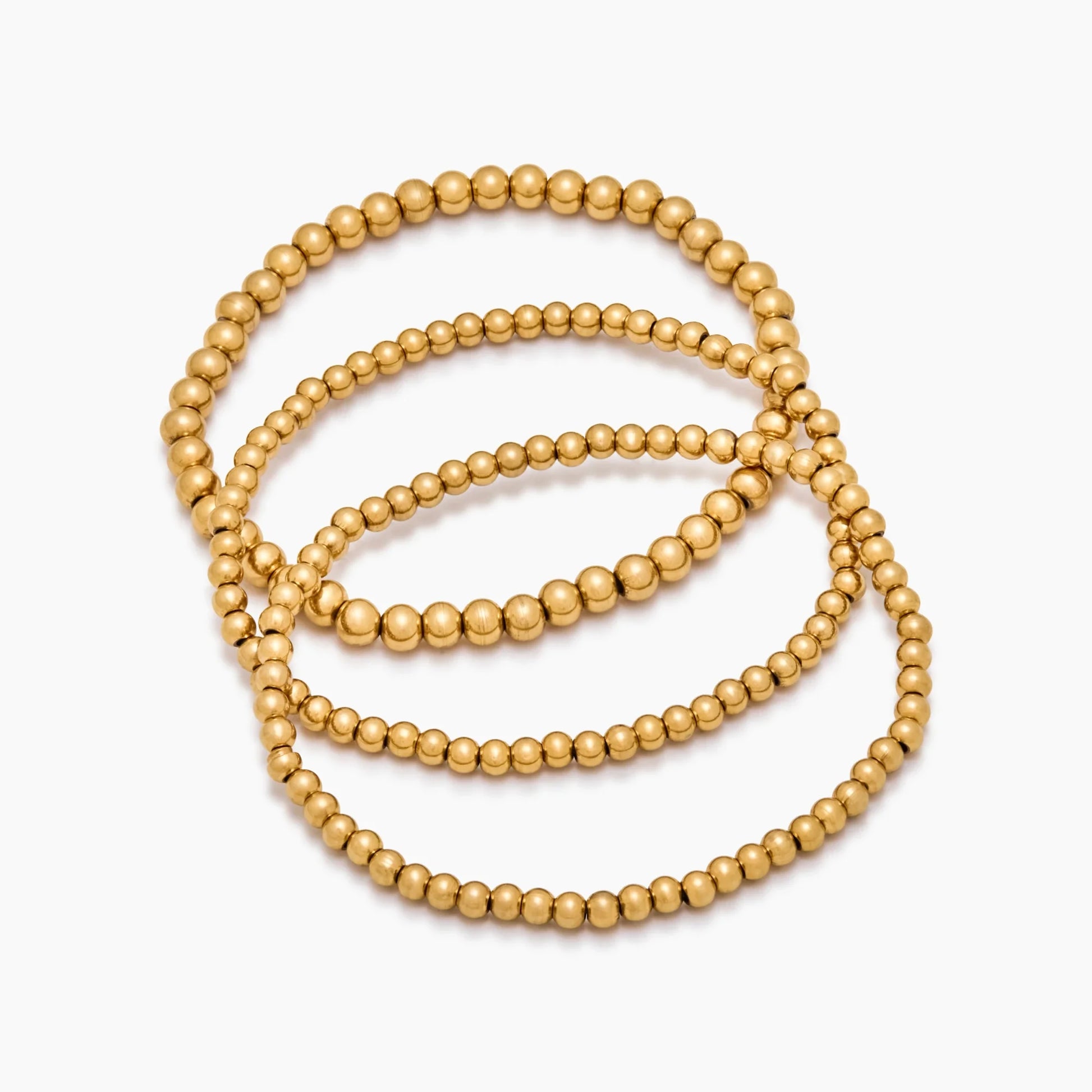 Trio Gold Bead Bracelet Stack