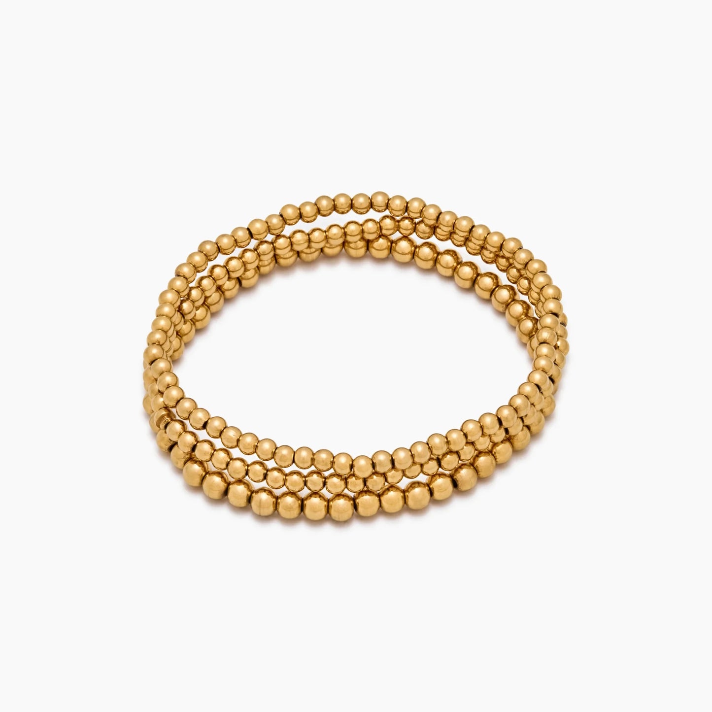 Trio Gold Bead Bracelet Stack
