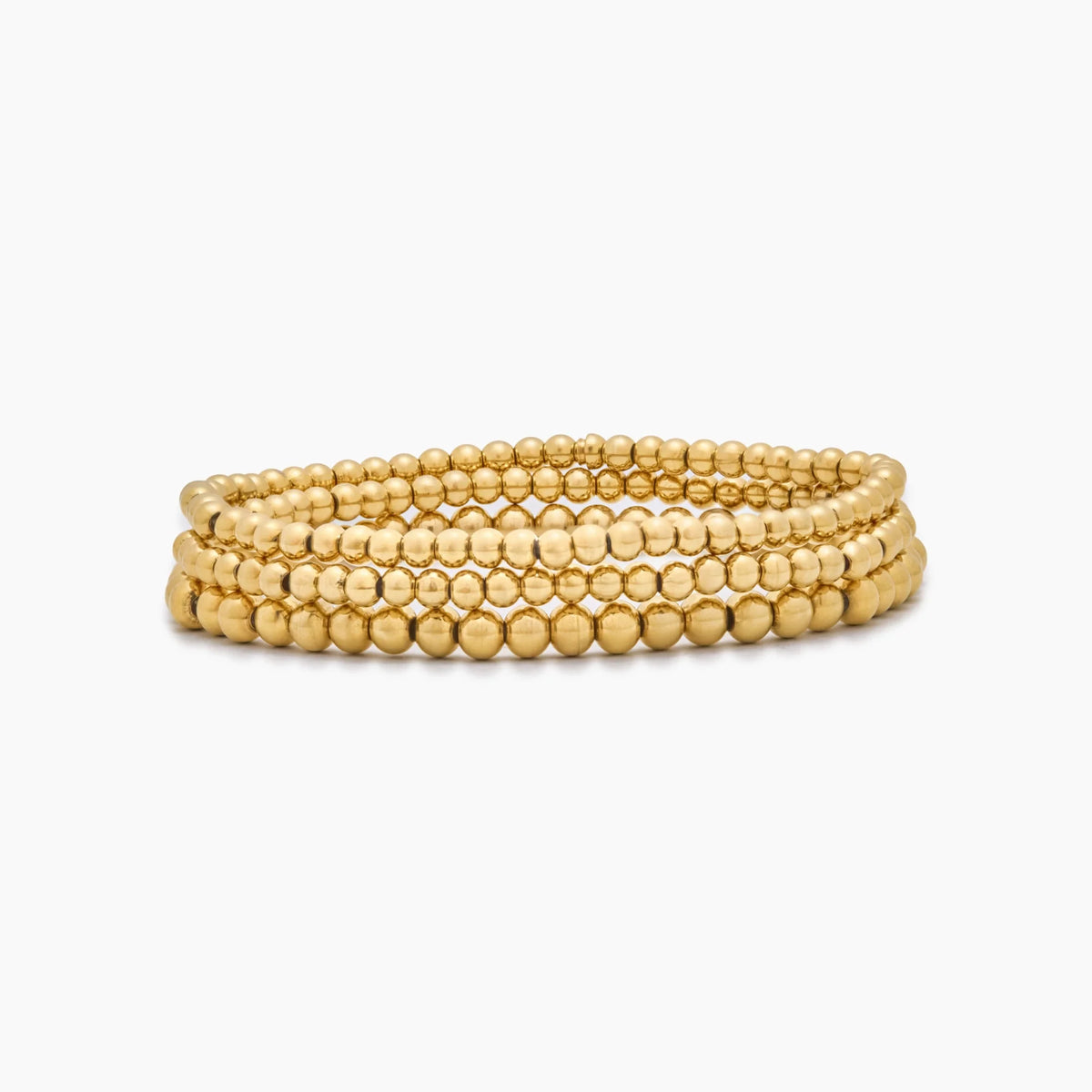 Trio Gold Bead Bracelet Stack