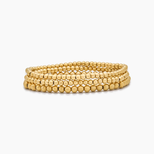 Trio Gold Bead Bracelet Stack