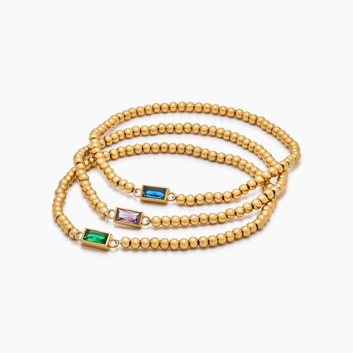 Gold Bead Birthstone Bracelet