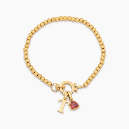 Pebble Birthstone Initial Bracelet