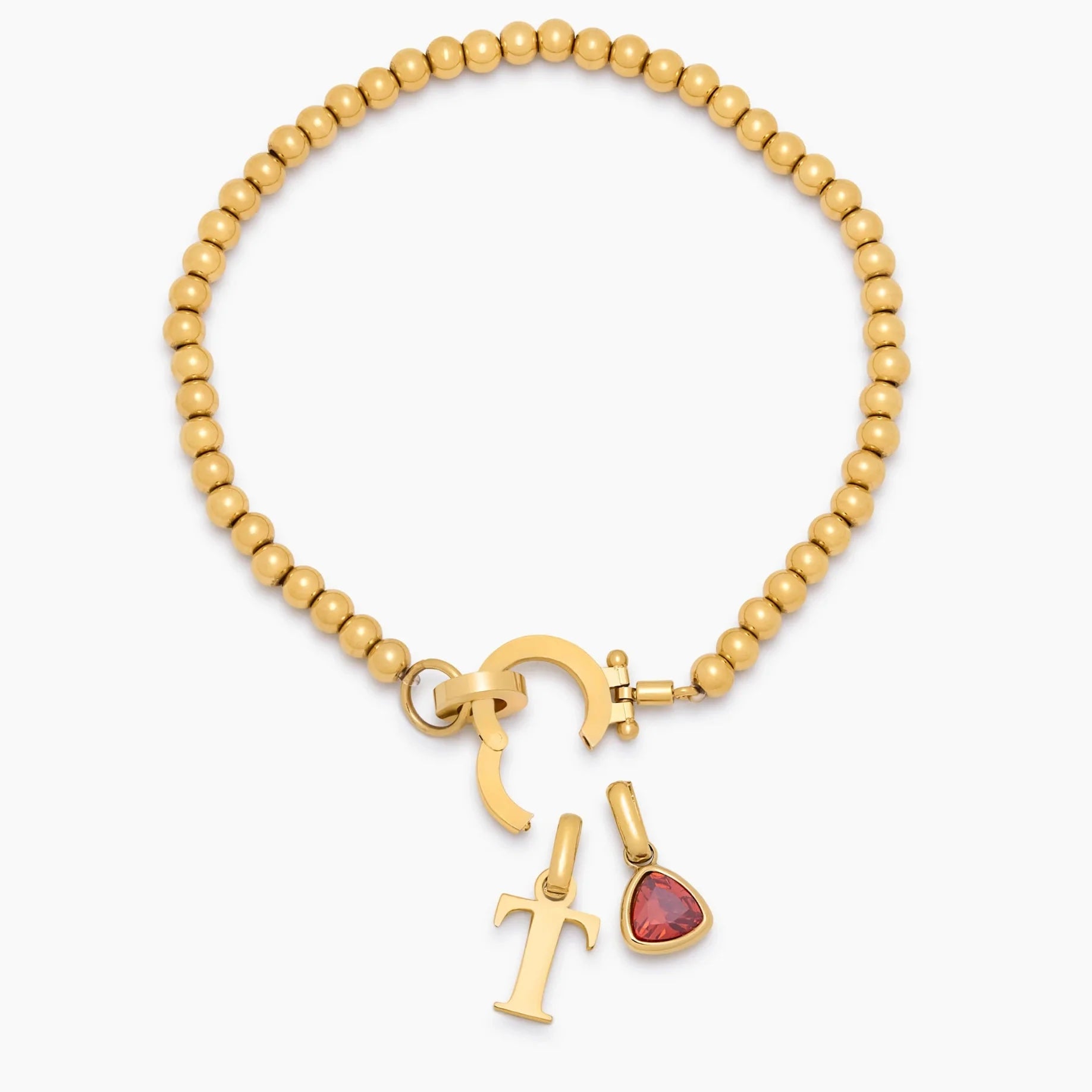 Pebble Birthstone Initial Bracelet
