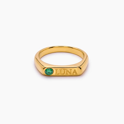 Engraved Birthstone Name Ring