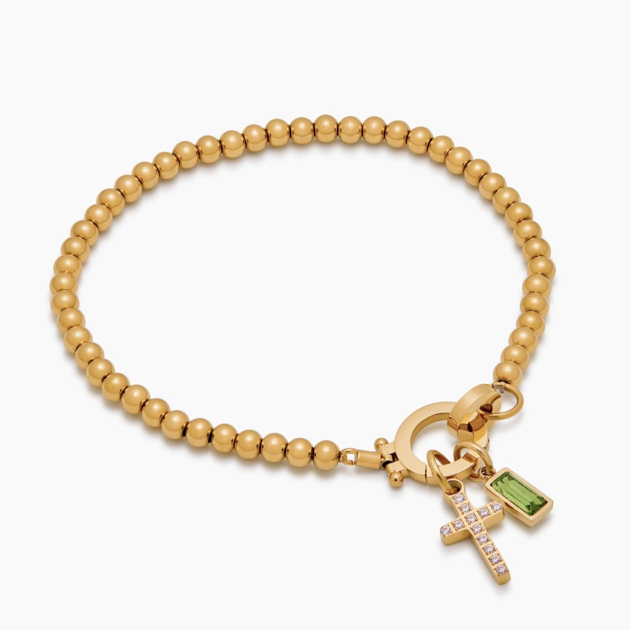 Pebble Birthstone Cross Bracelet