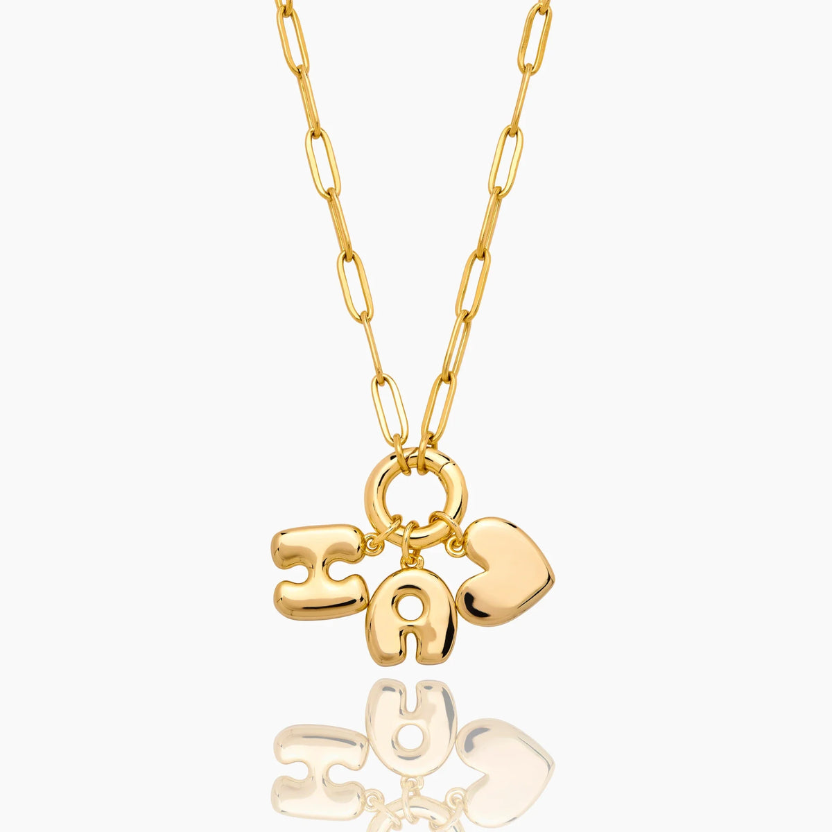 Puff Heart Initial Necklace
