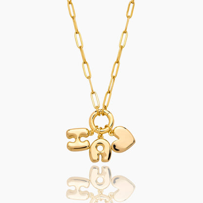 Puff Heart Initial Necklace
