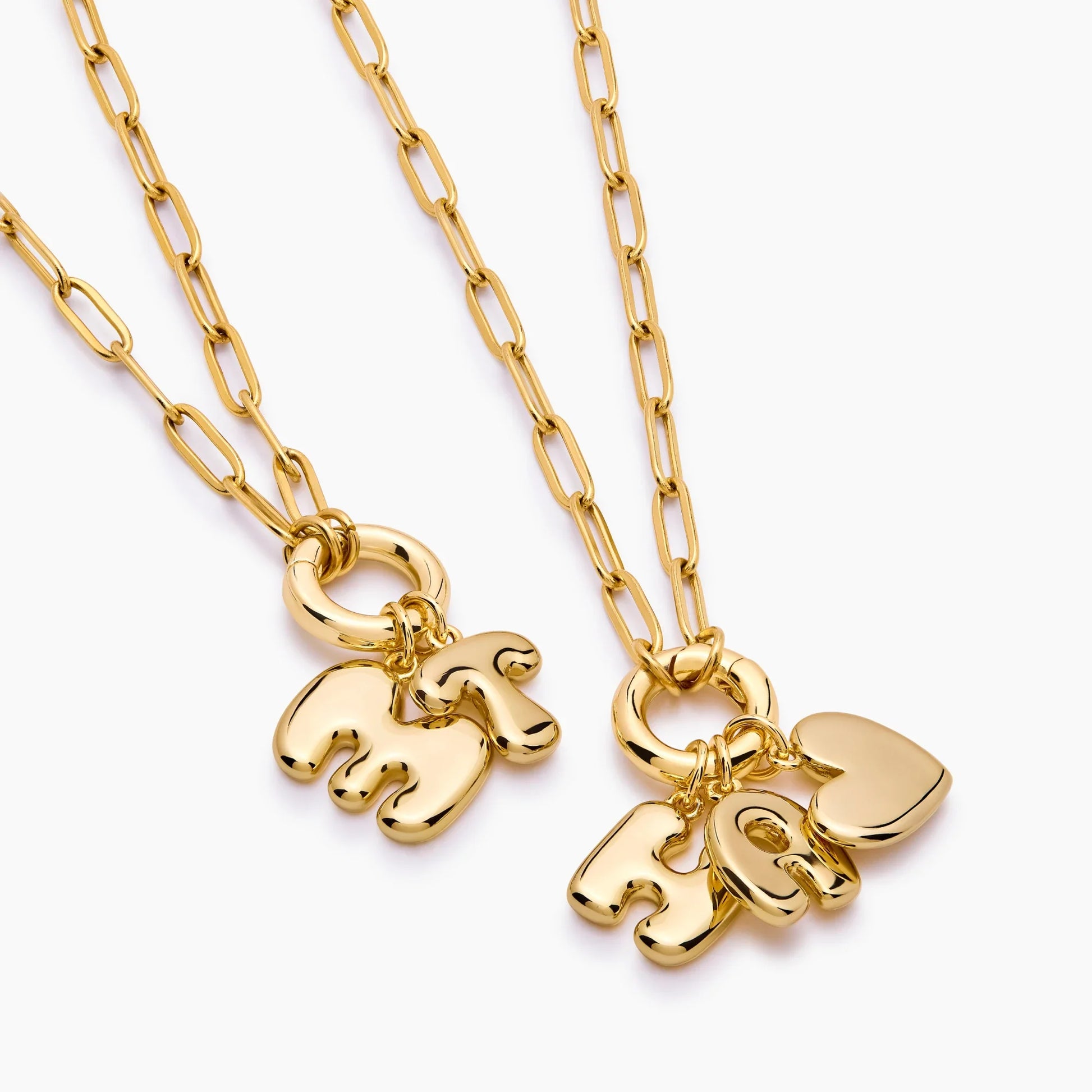 Puff Heart Initial Necklace