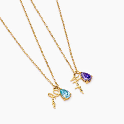 Fine Name & Birthstone Charm Necklace