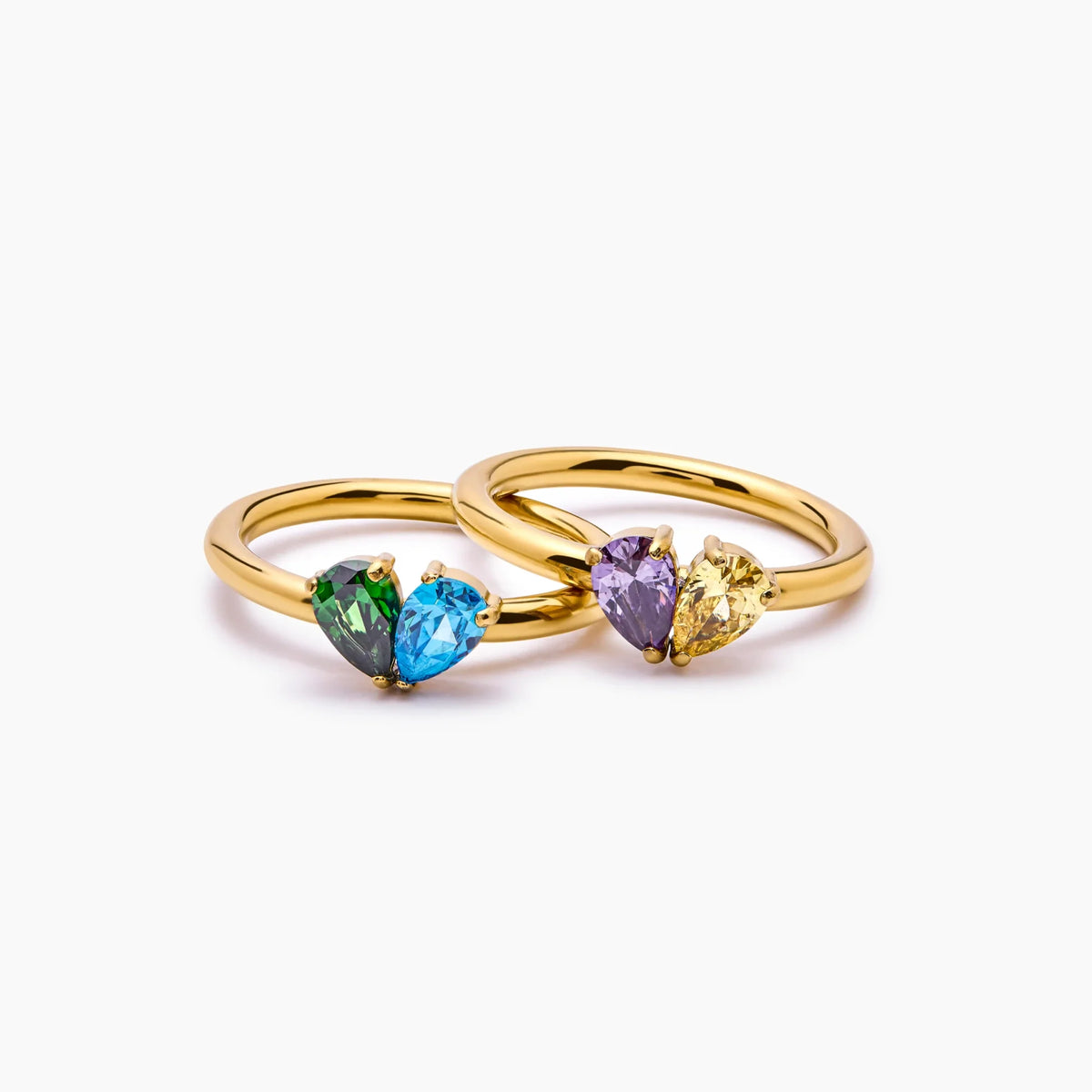 Two Hearts Birthstone Ring