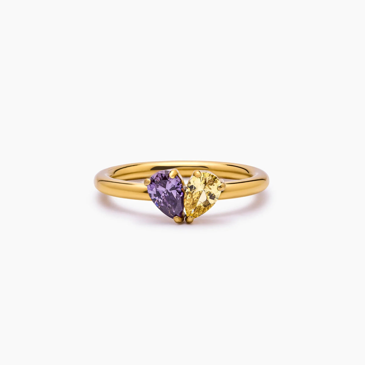 Two Hearts Birthstone Ring