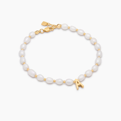 Pearl Letter Charm Bracelet