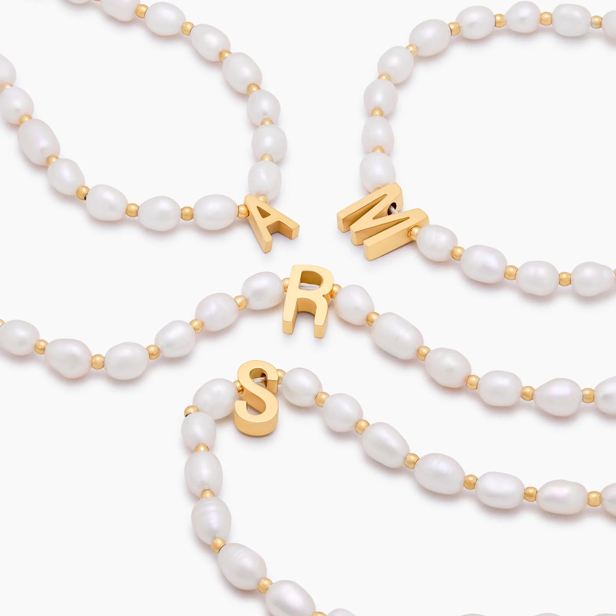 Pearl Letter Charm Bracelet