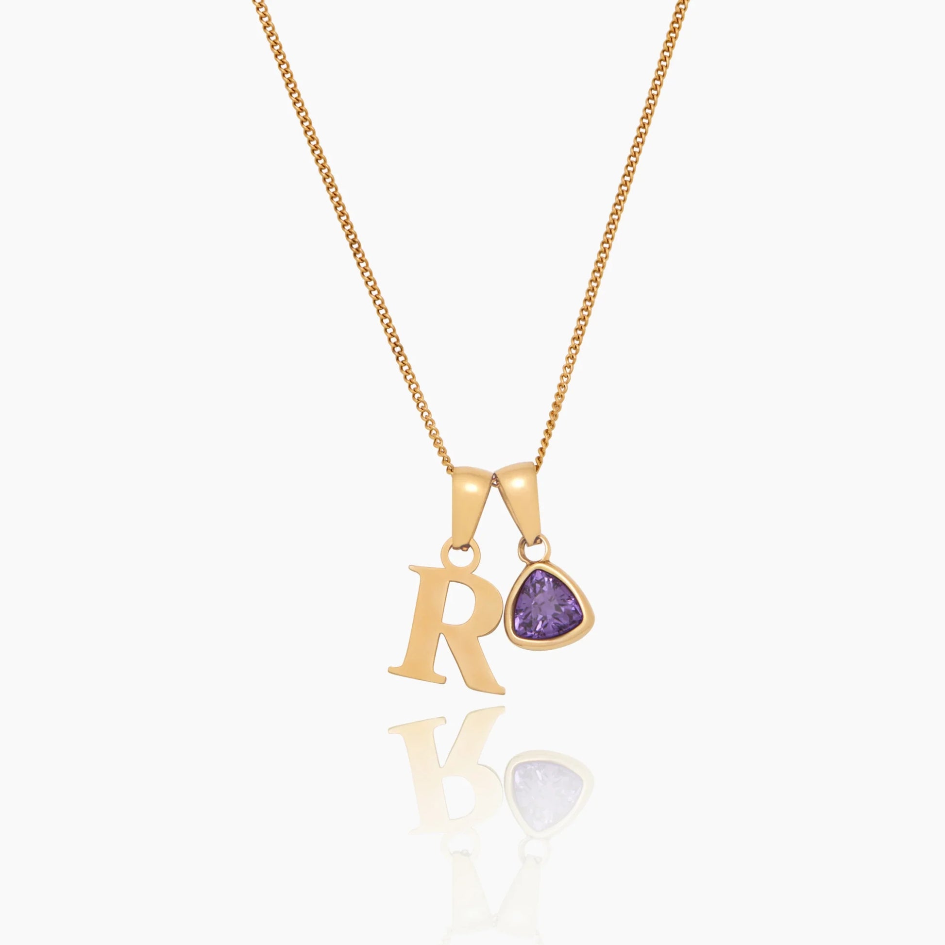 Initial & Birthstone Charm Necklace