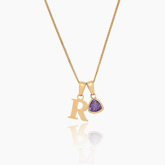 Initial & Birthstone Charm Necklace