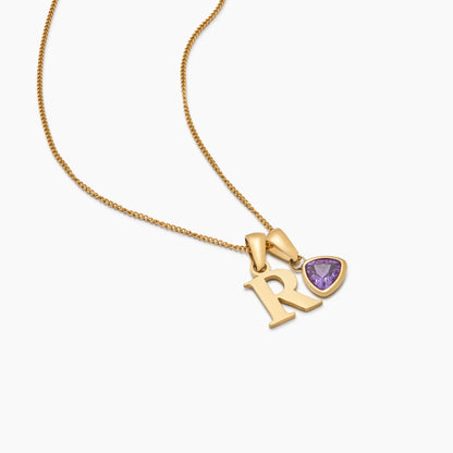 Initial & Birthstone Charm Necklace