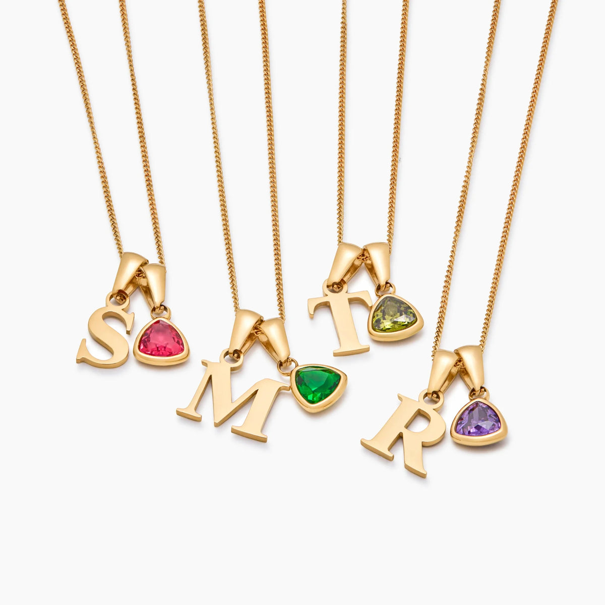 Initial & Birthstone Charm Necklace