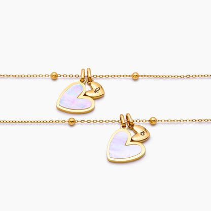 Initial & Heart Pair Necklace