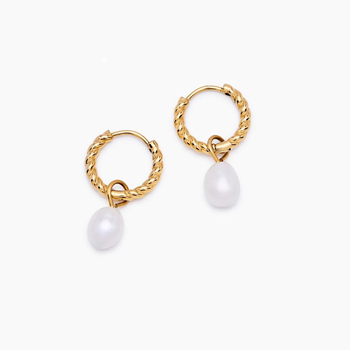 Mini Twist Pearl Hoops