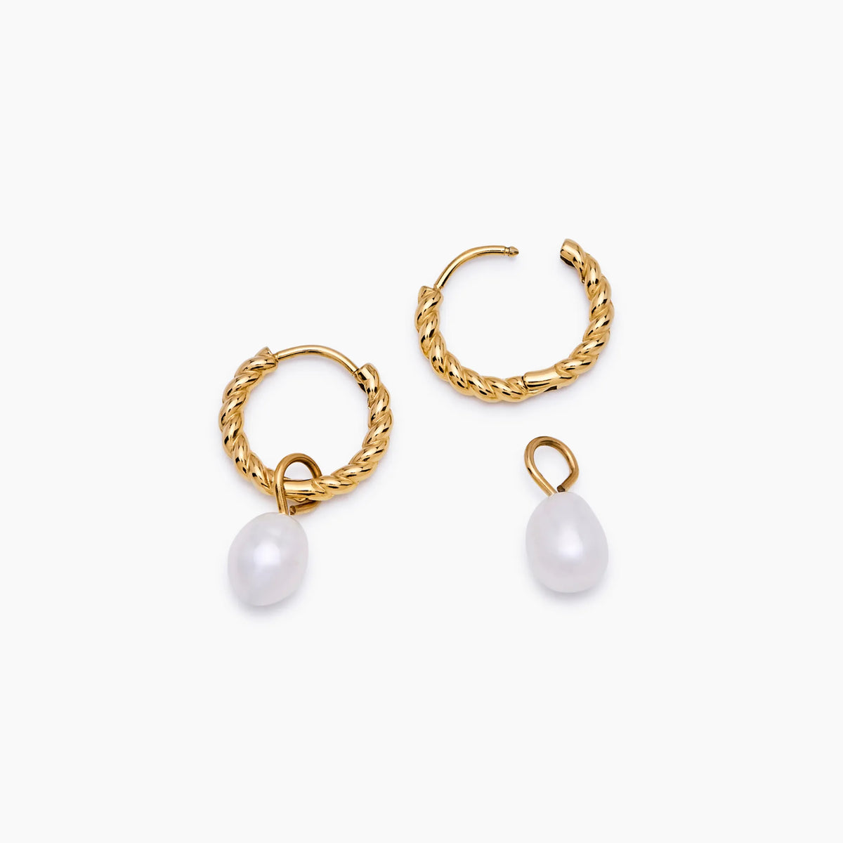 Mini Twist Pearl Hoops