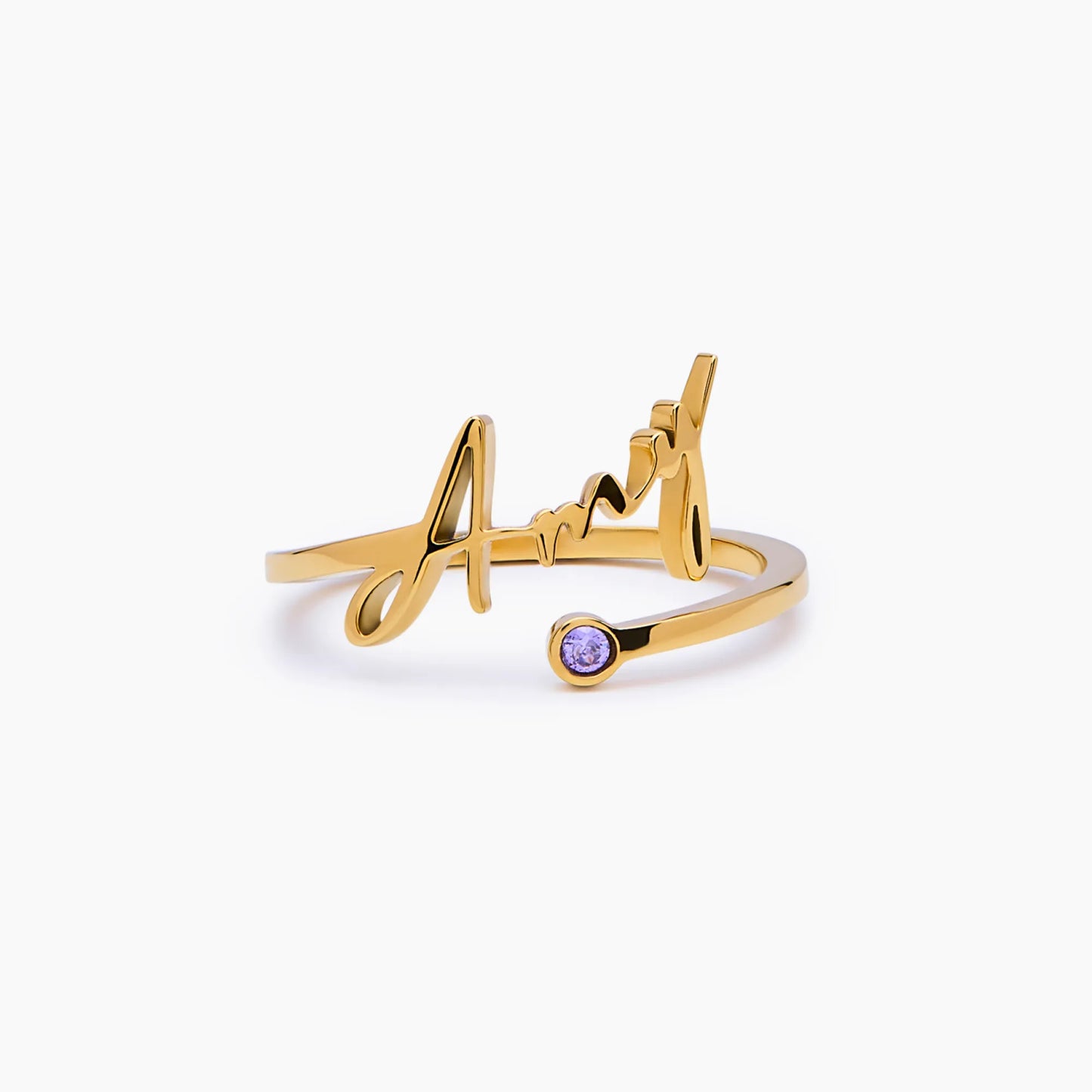 Script Name & Birthstone Ring