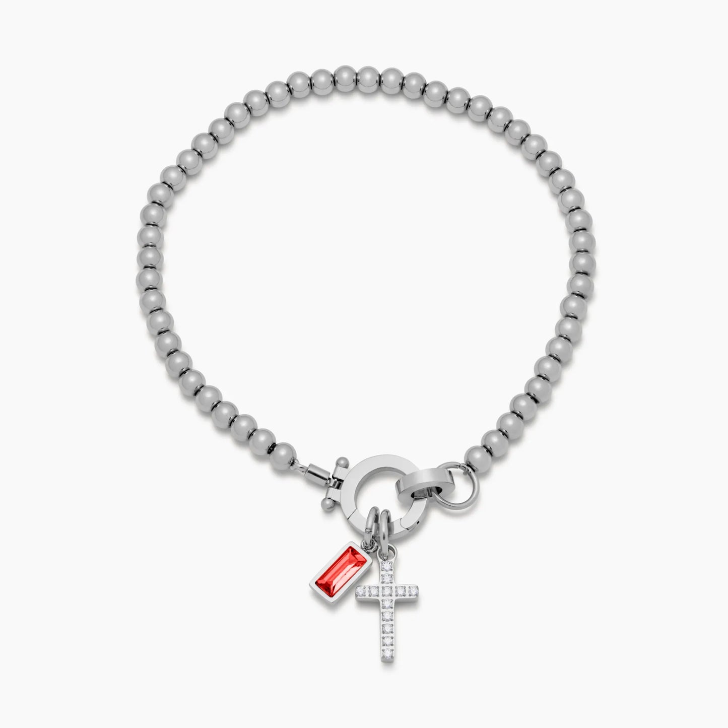 Pebble Birthstone Cross Bracelet