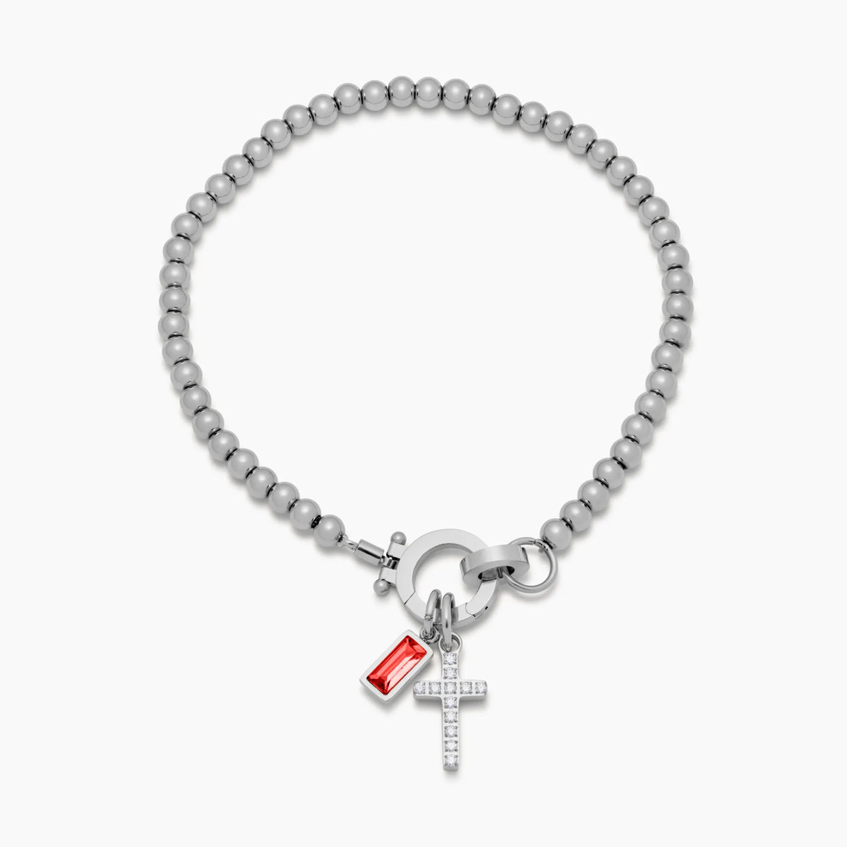 Pebble Birthstone Cross Bracelet