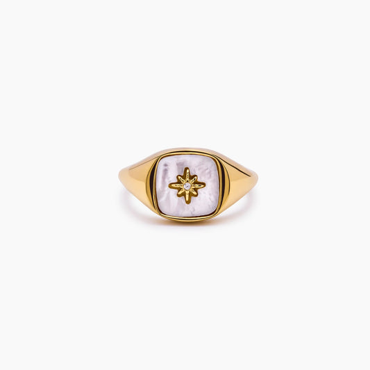 Nacre Star Signet Ring