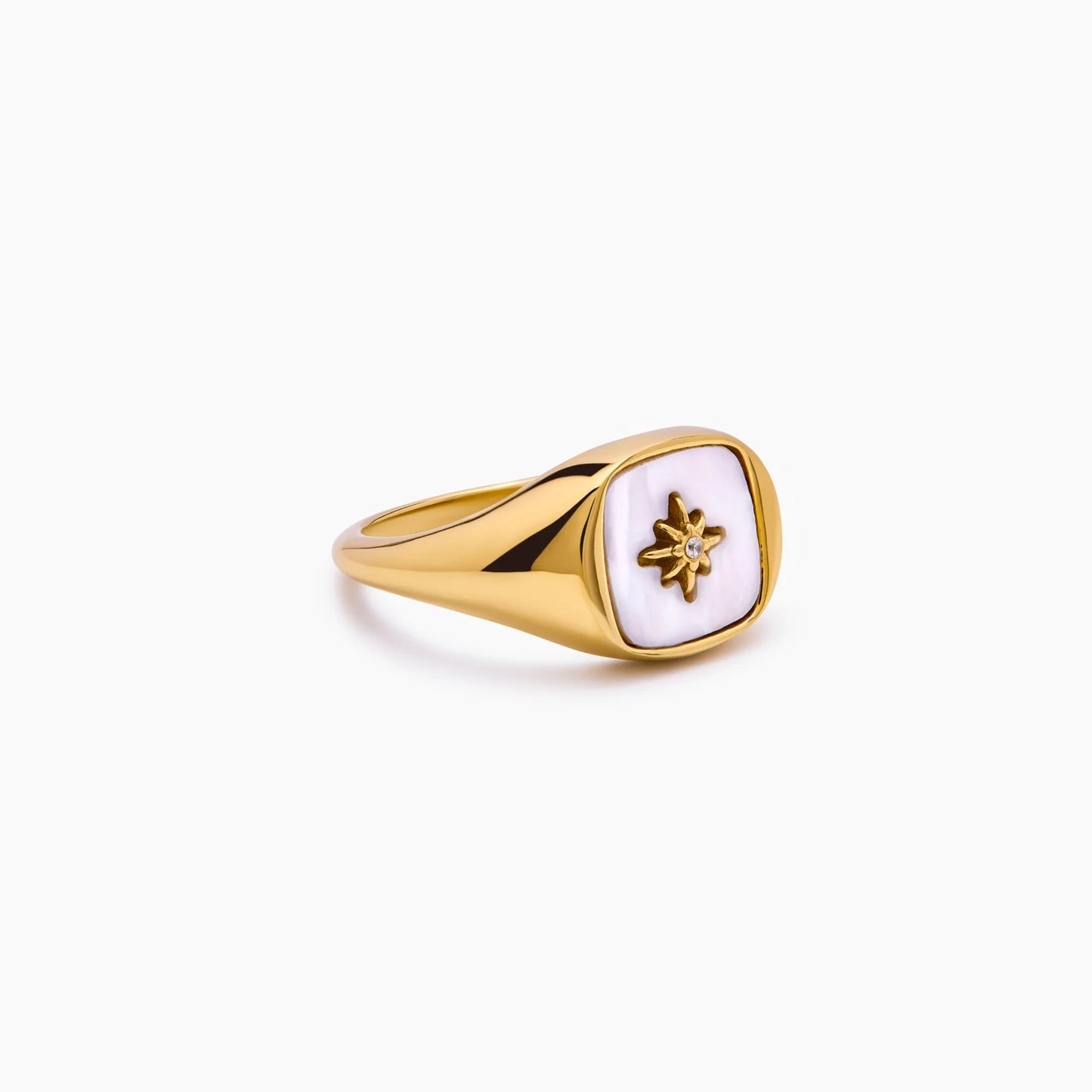 Nacre Star Signet Ring