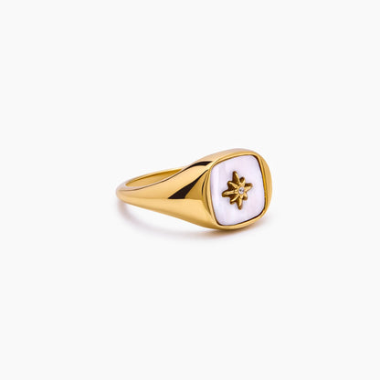 Nacre Star Signet Ring
