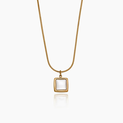 Nacre Square Pendant Necklace