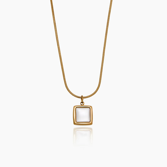 Nacre Square Pendant Necklace