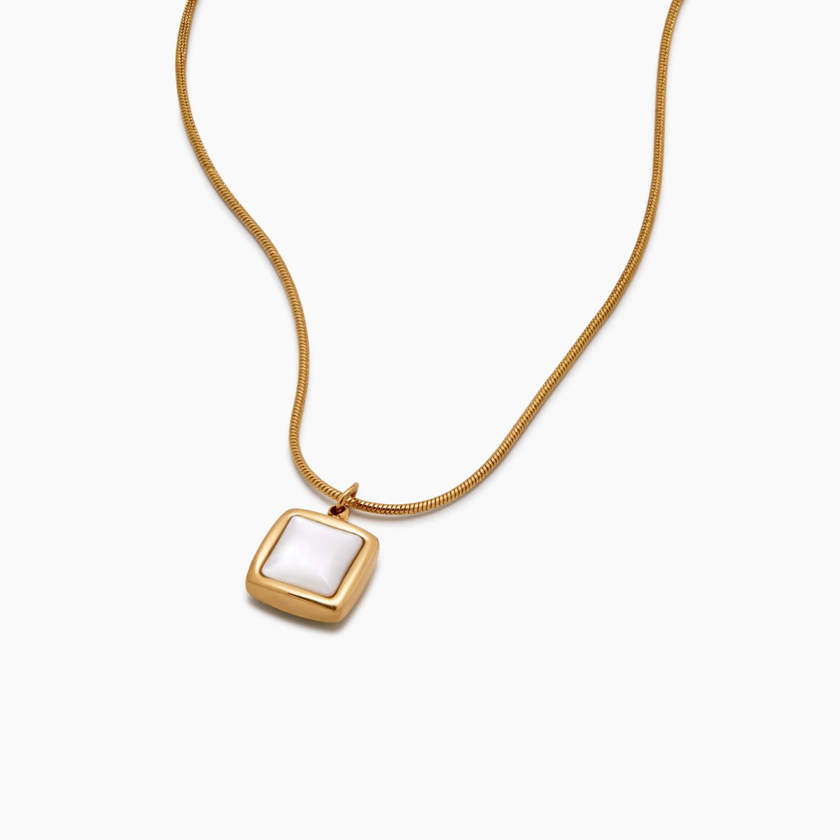 Nacre Square Pendant Necklace