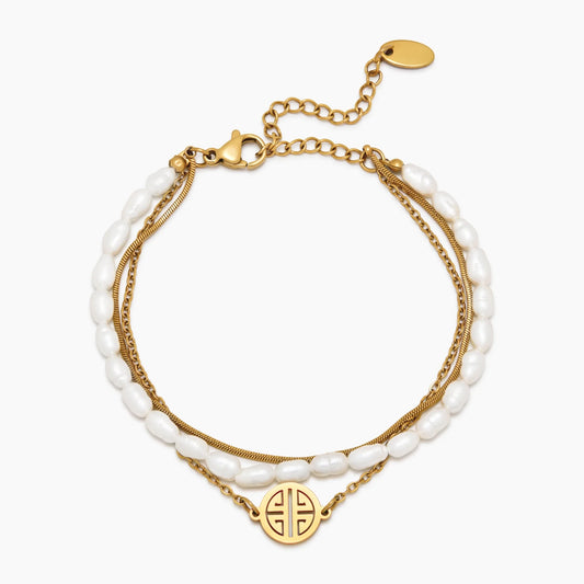 Daylight Layered Pearl & Gold Bracelet