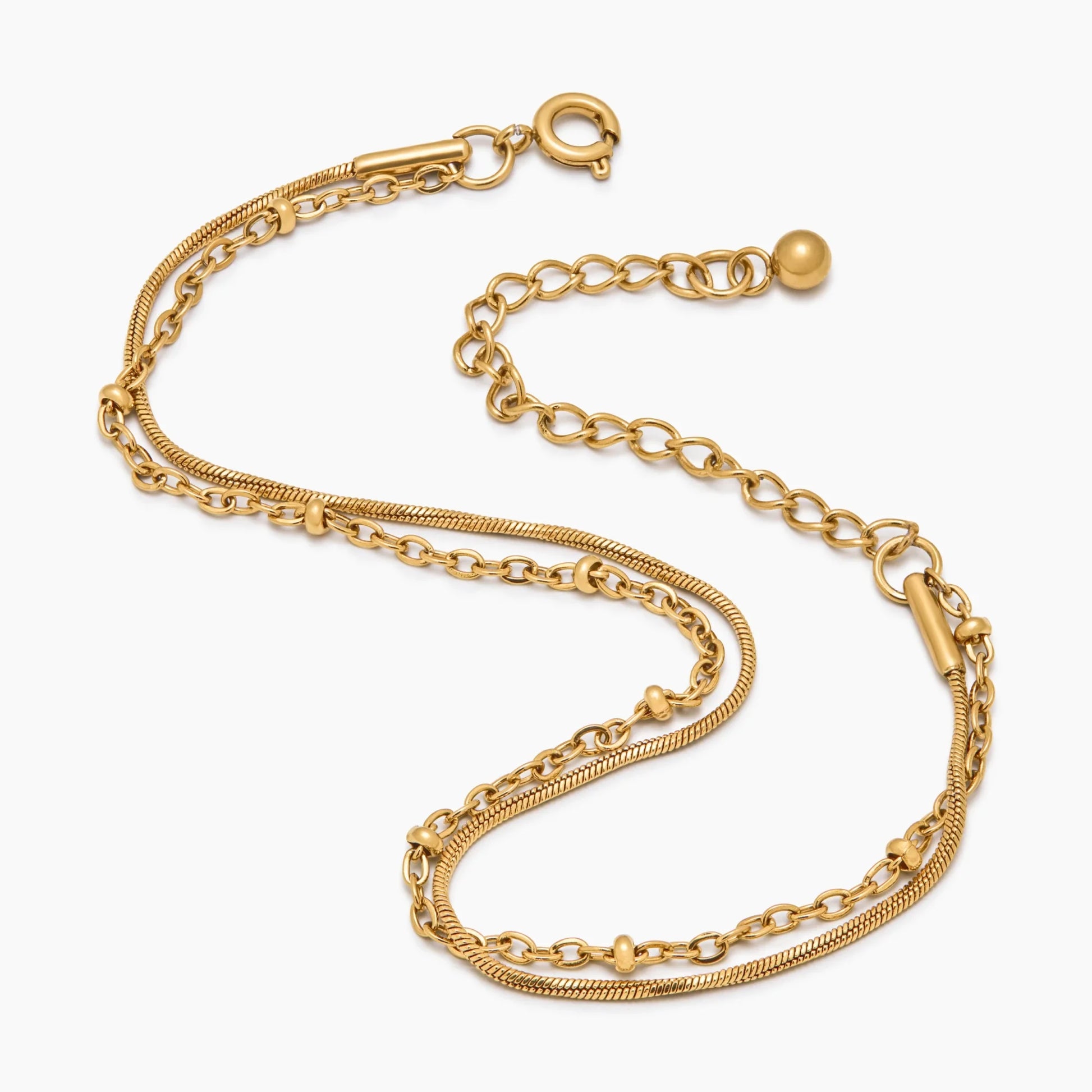 Bead & Snake Layered Bracelet