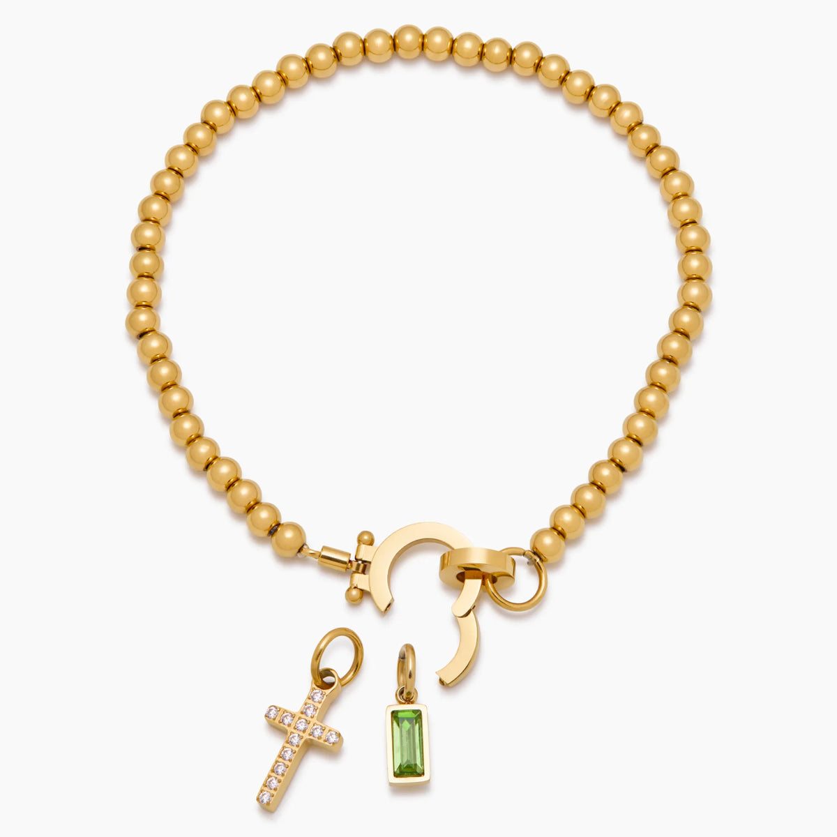 Pebble Birthstone Cross Bracelet