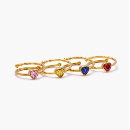 Single Heart Birthstone Ring