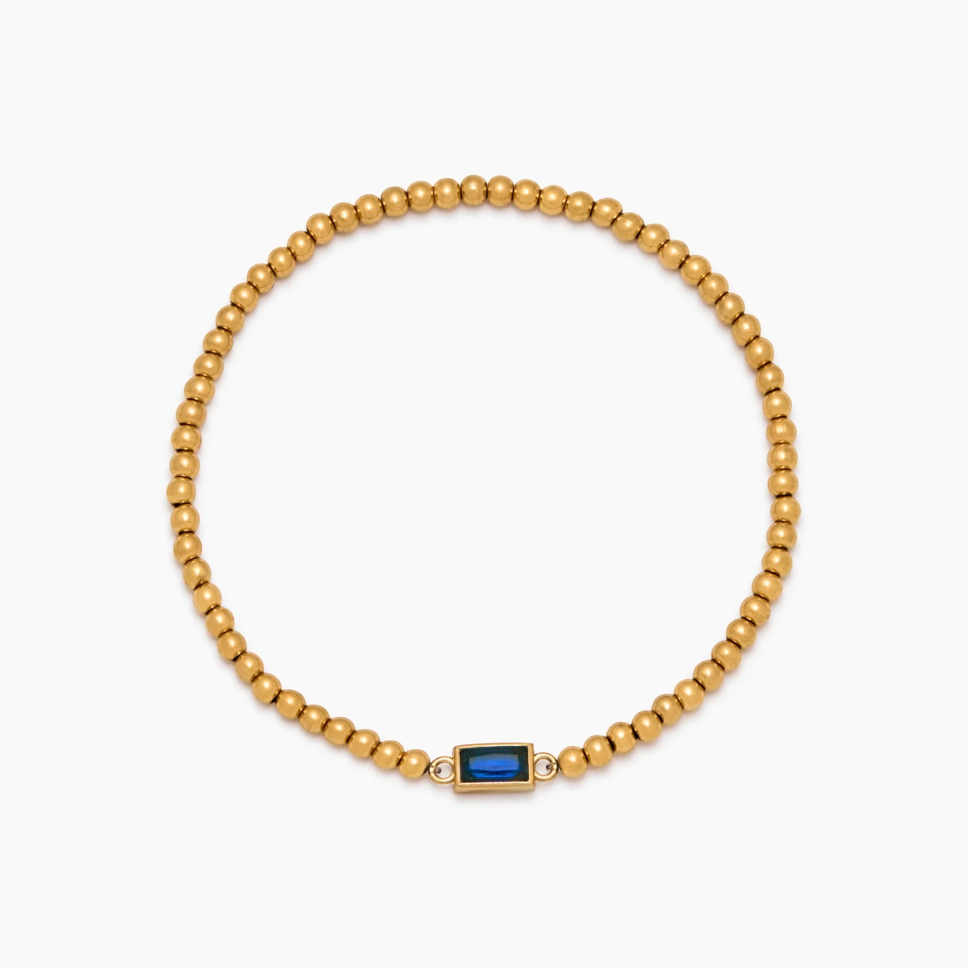 Gold Bead Birthstone Bracelet
