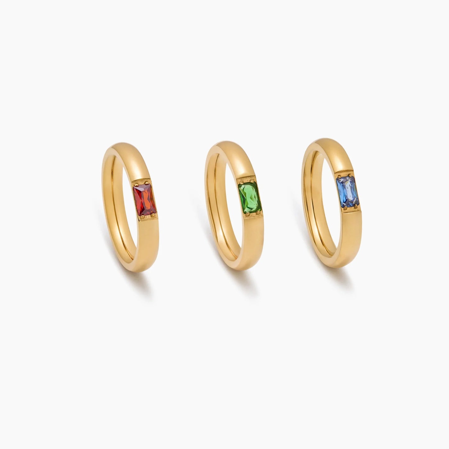 Row Baguette Birthstone Ring