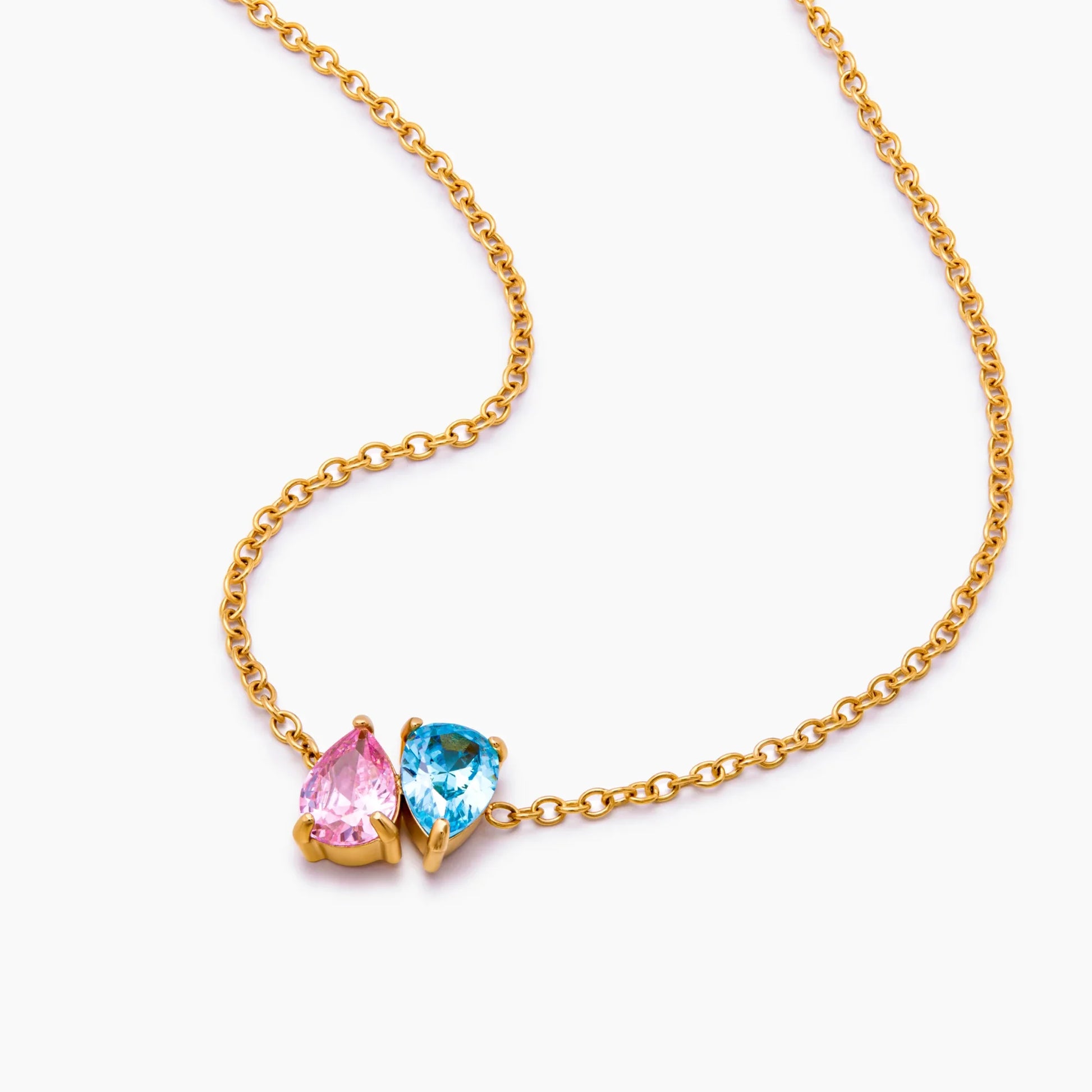Pair Teardrop Birthstone Necklace