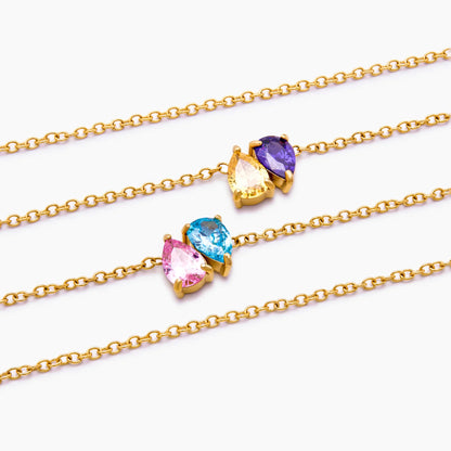 Pair Teardrop Birthstone Necklace