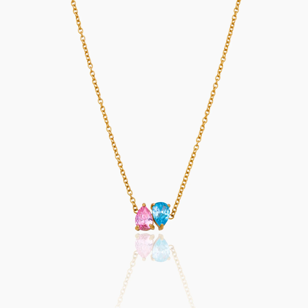 Pair Teardrop Birthstone Necklace