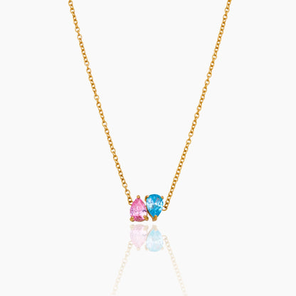 Pair Teardrop Birthstone Necklace