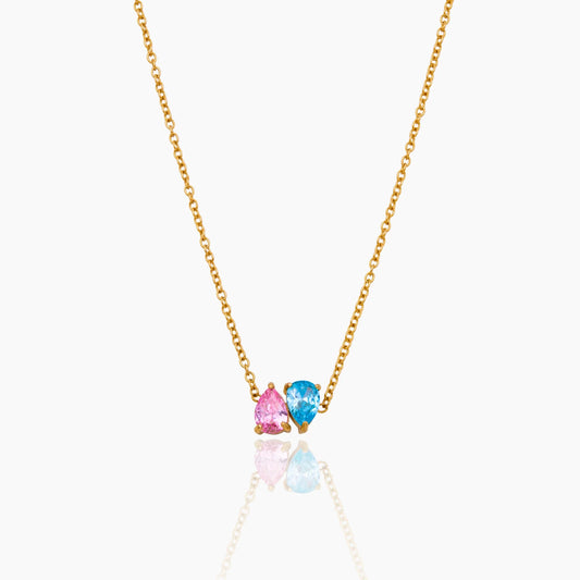 Pair Teardrop Birthstone Necklace