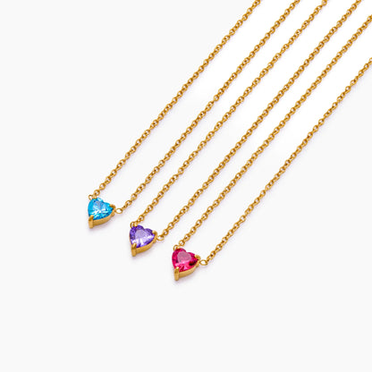 Petite Heart Birthstone Necklace
