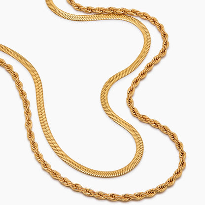 Herringbone & Rope Layered Necklace