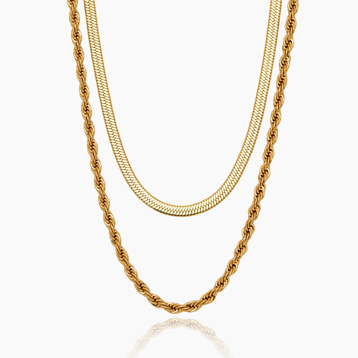 Herringbone & Rope Layered Necklace
