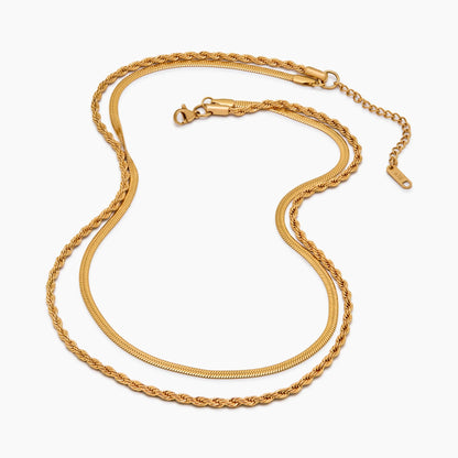 Herringbone & Rope Layered Necklace