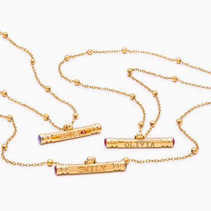 Name & Birthstone T-Bar Necklace